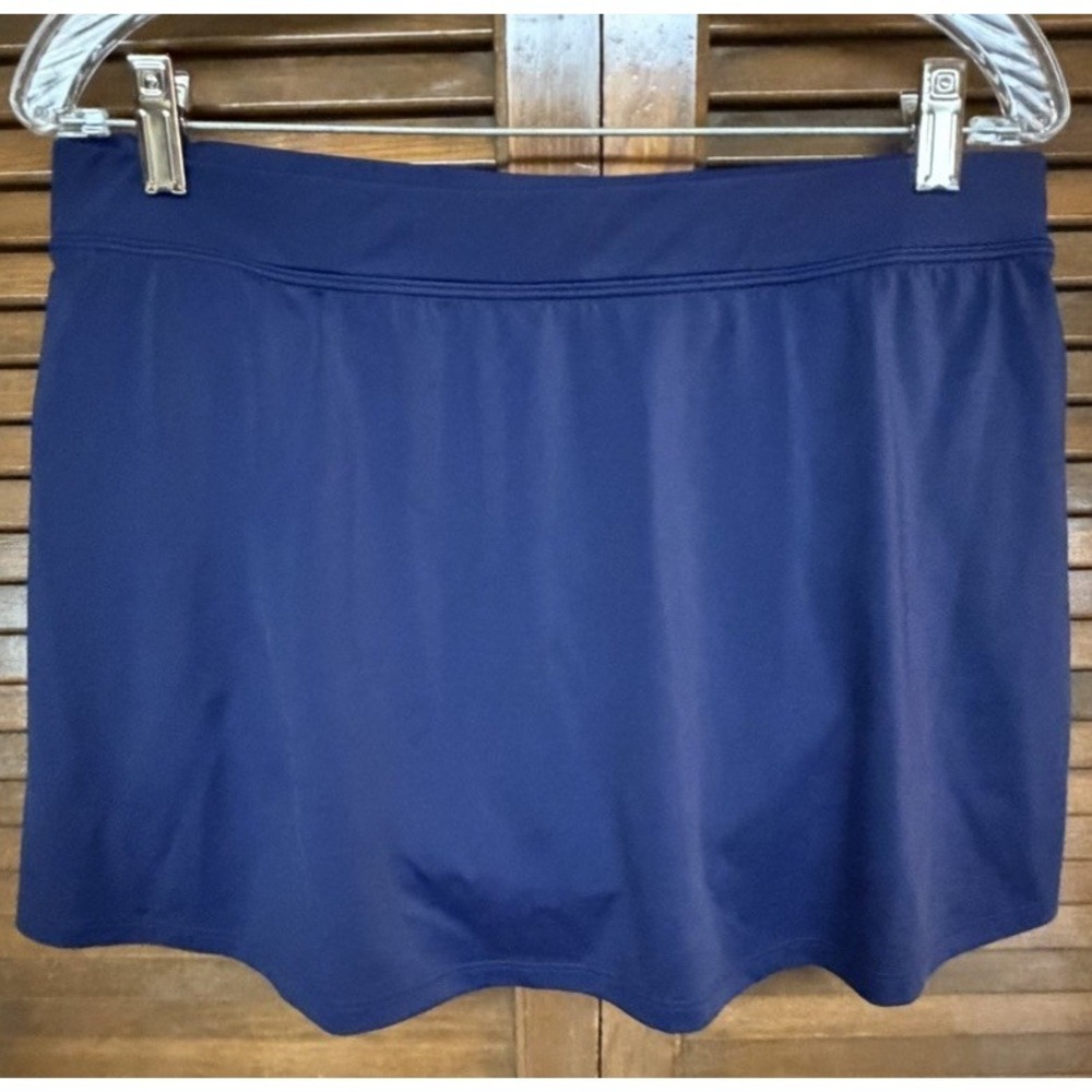 LL Bean Navy Swim Skirt Skort Size 12 UPF 50+ Modest Beach Coastal Swimwear
